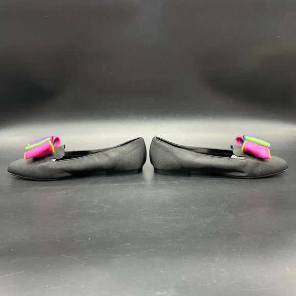 Vintage Womens Flats Shoes Madeline Stuart 1990s Size 6 Black Colorful Bow - Picture 5 of 11
